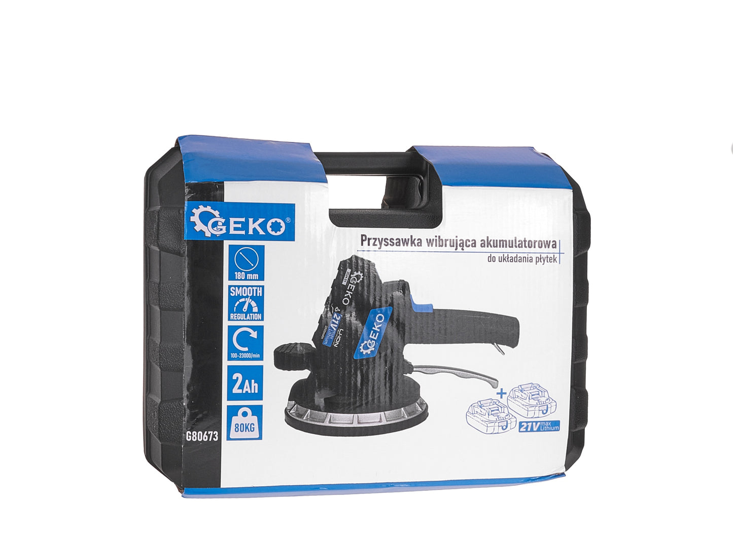 Ventuza vibranta pentru placi cu acumulator si incarcator, 2 x 21 V, Geko G80673