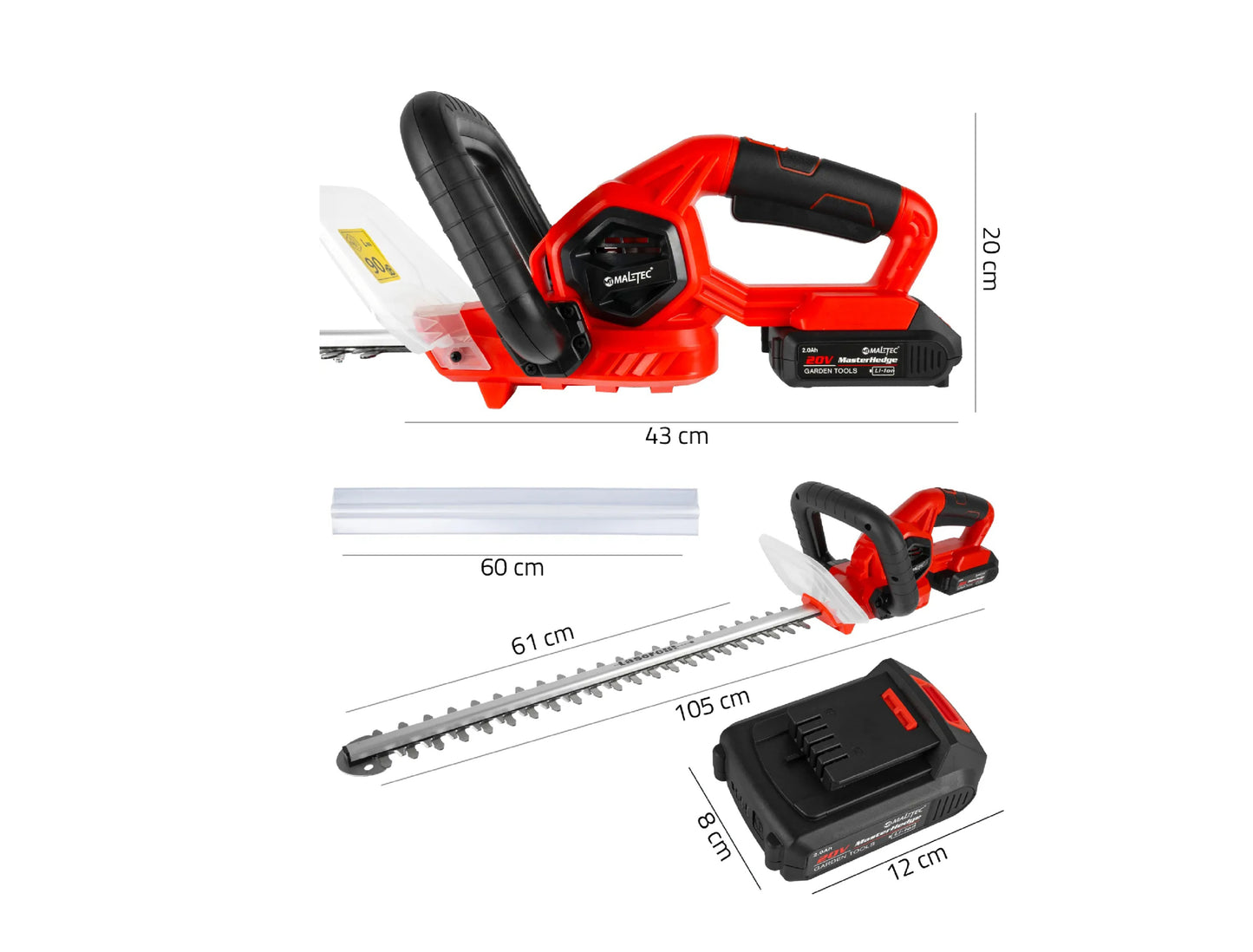 Foarfeca electrica pentru crengi si gard viu pe acumulator MasterHedge-20V, 580 mm, MalTec 111400