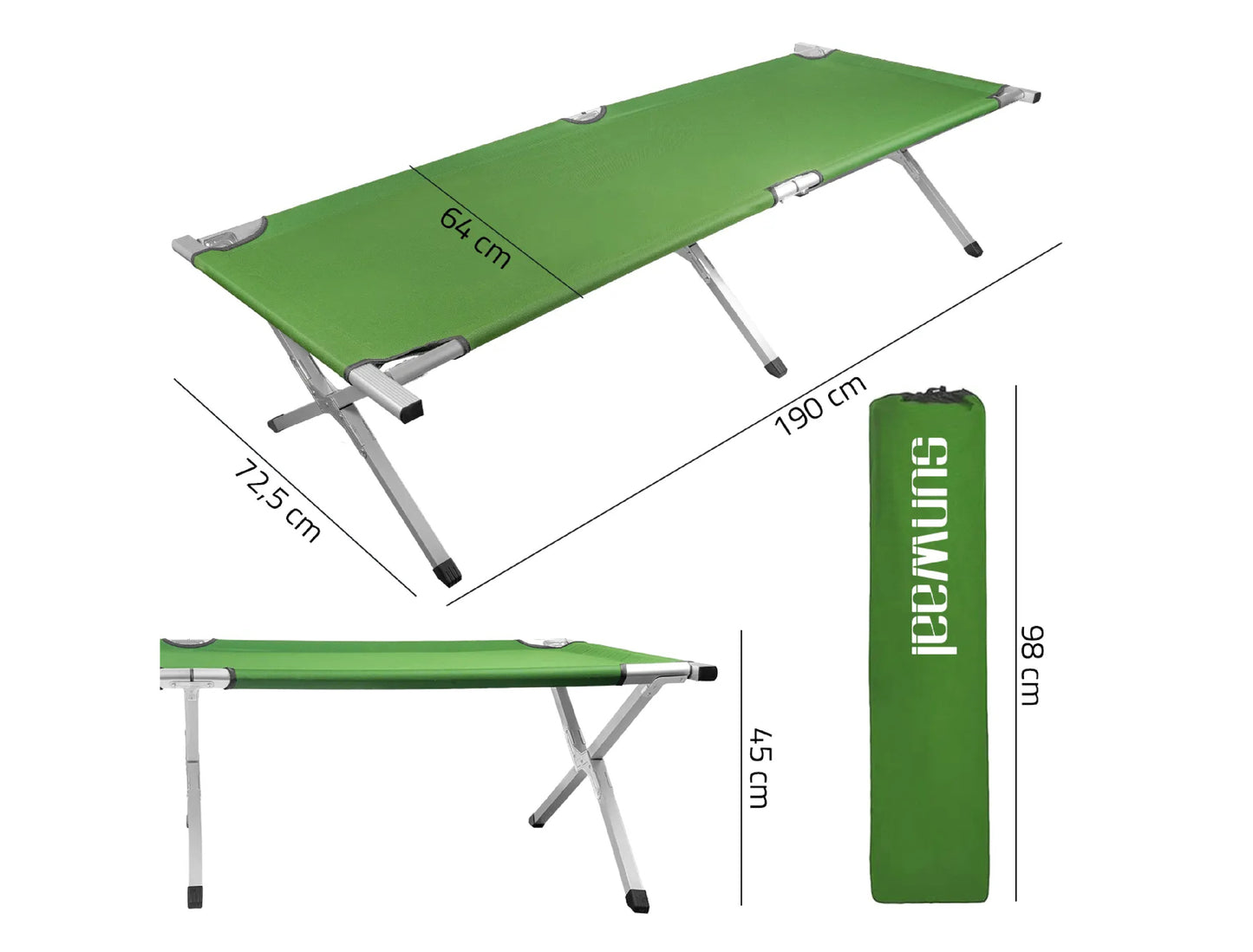 Pat de camping Sunwaal, 190 x 72,5 x 45 cm, MalTec 111407