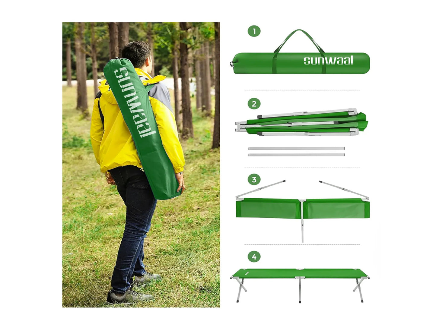 Pat de camping Sunwaal, 190 x 72,5 x 45 cm, MalTec 111407