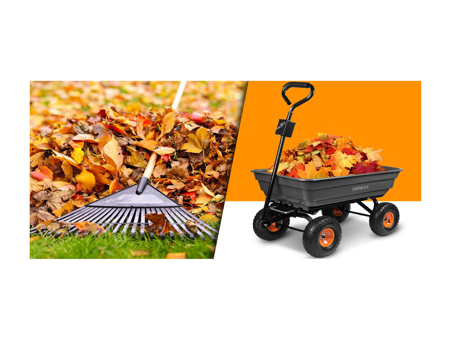 Carucior basculant de gradina Sunwaal, capacitate 75l, 300 kg, 89 x 47 x 22 cm, MalTec 110144