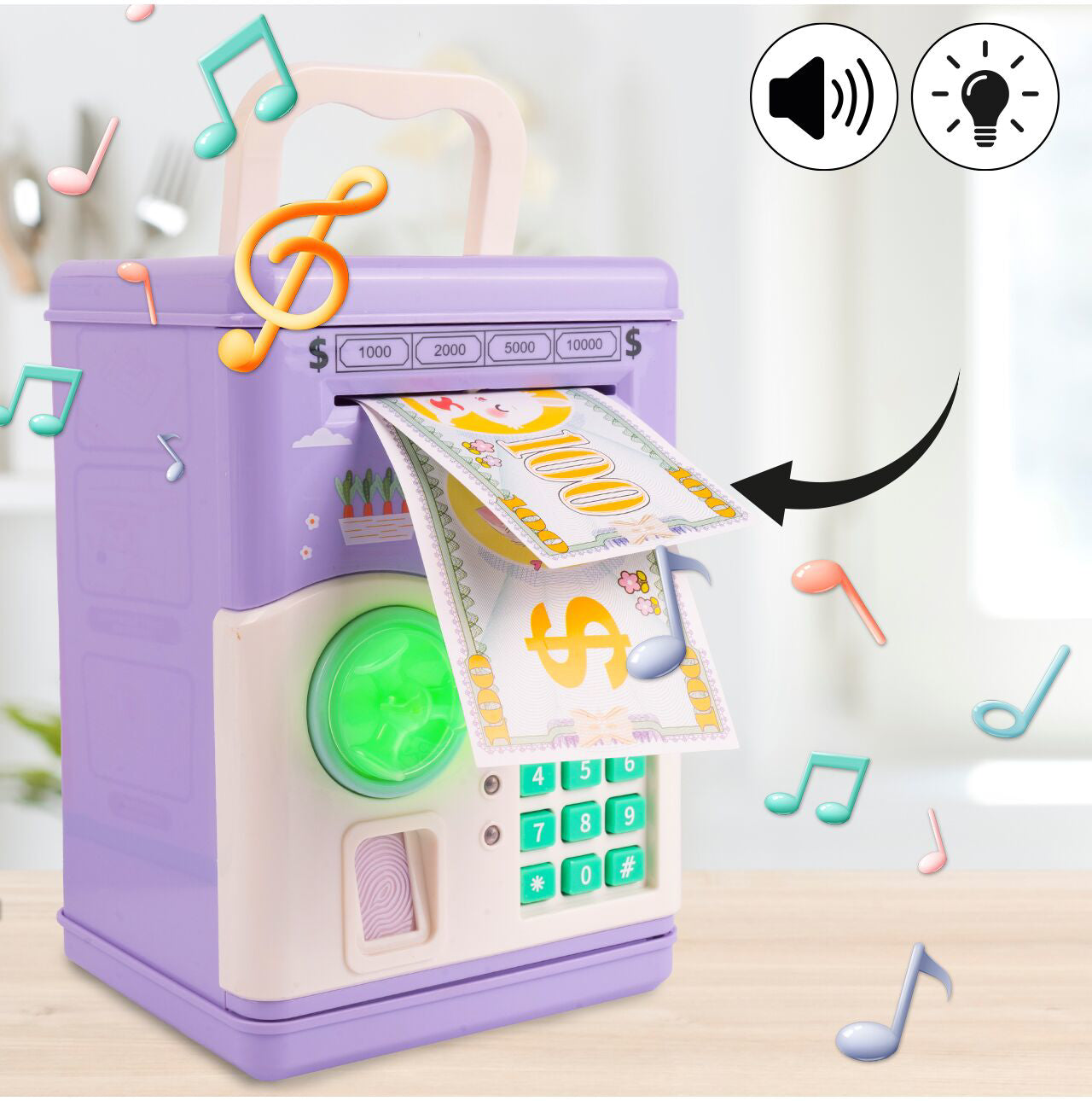 Pusculita pentru copii tip seif, 22,2 x 14,5 x 13,5 cm, MalPlay 111520