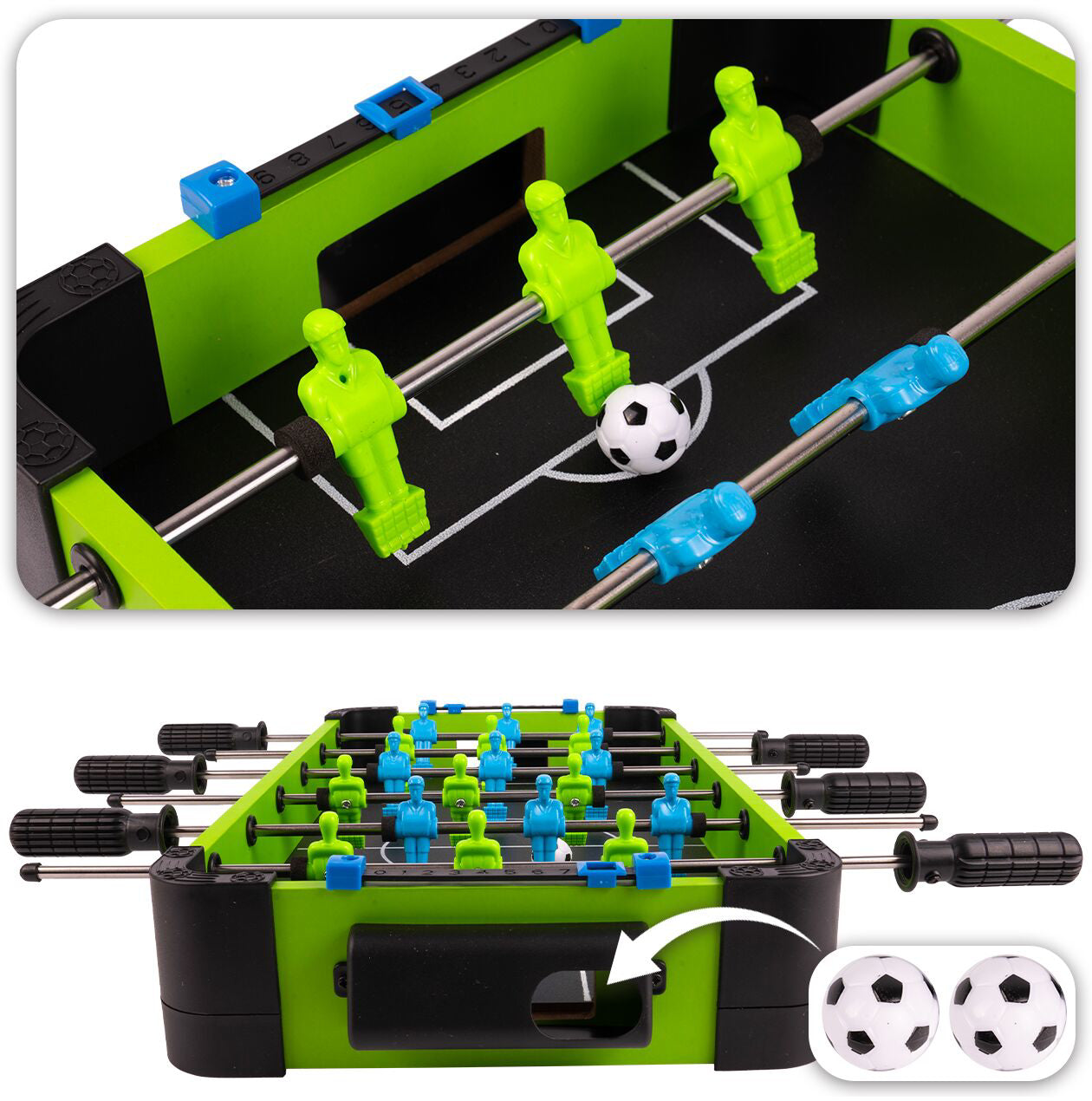 Masa portabila de Foosball, 51 cm x 7 cm x 40 cm, MalPlay 111505