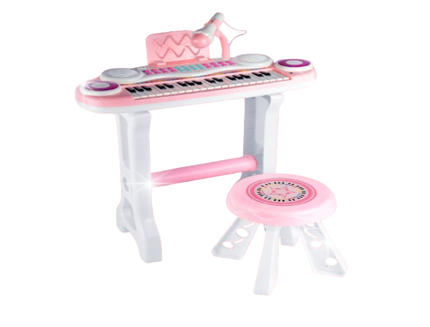 Set orga fetite cu microfon si scaun, 48 x 18,5 x 18,5 cm, MalPlay 110505