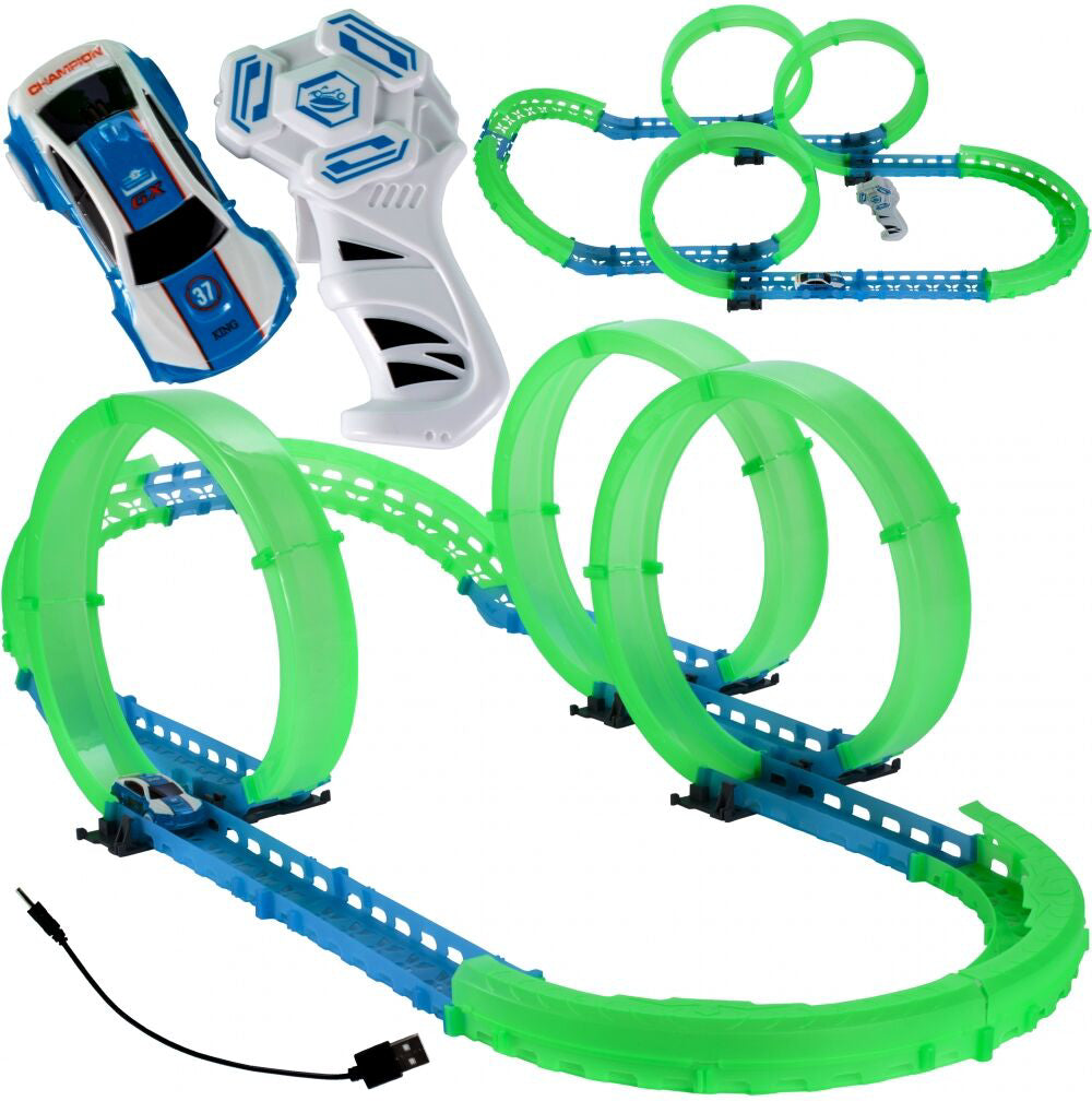 Pista luminoasa cu masinuta, 95 x 41 x 26 cm, MalPlay 107951