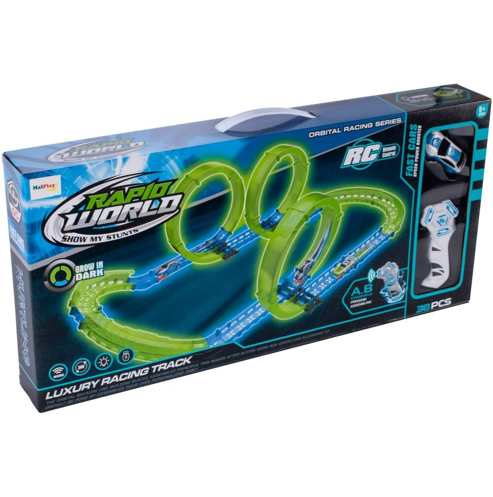 Pista luminoasa cu masinuta, 95 x 41 x 26 cm, MalPlay 107951