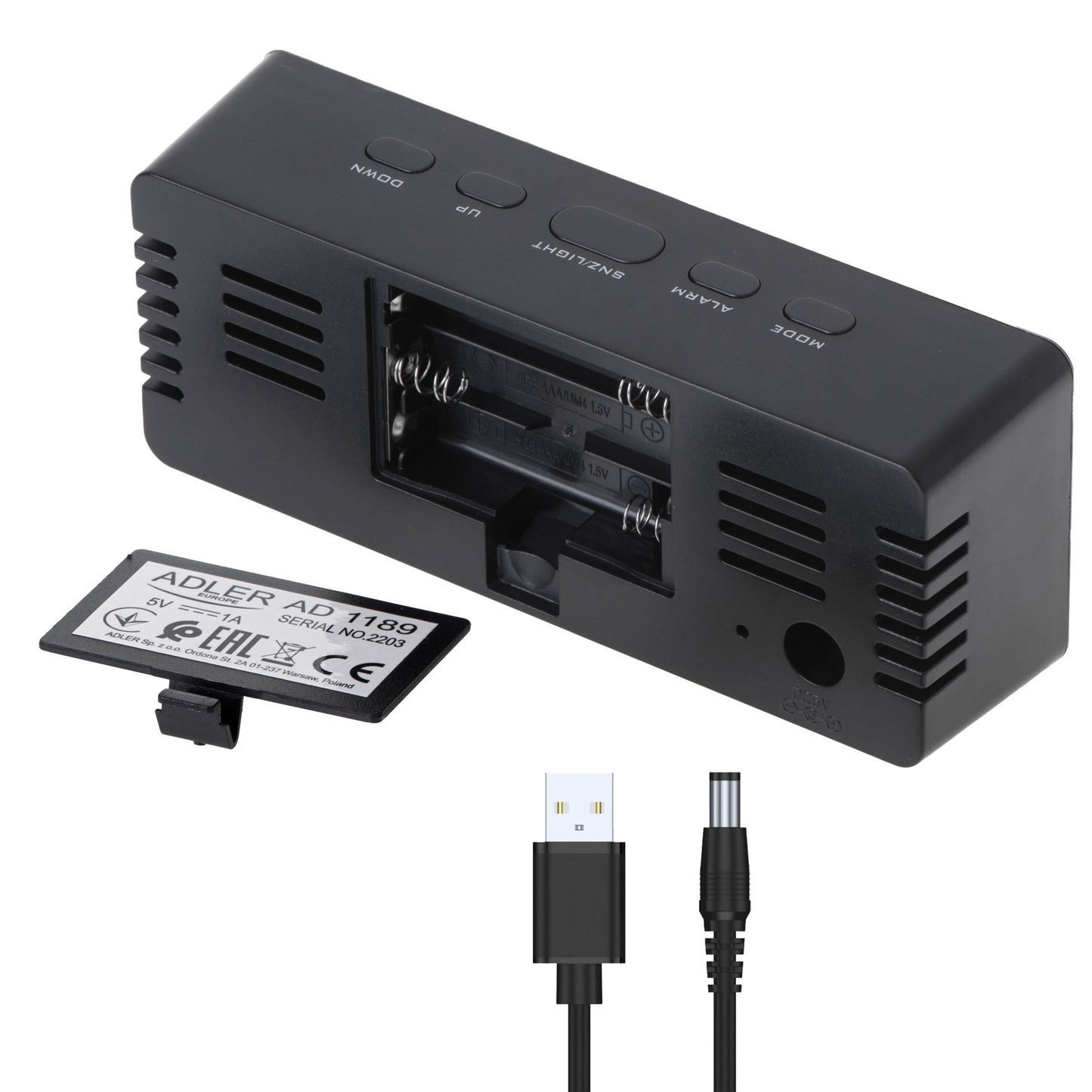 Ceas desteptator cu cablu USB si afisaj LED, Adler AD1189b