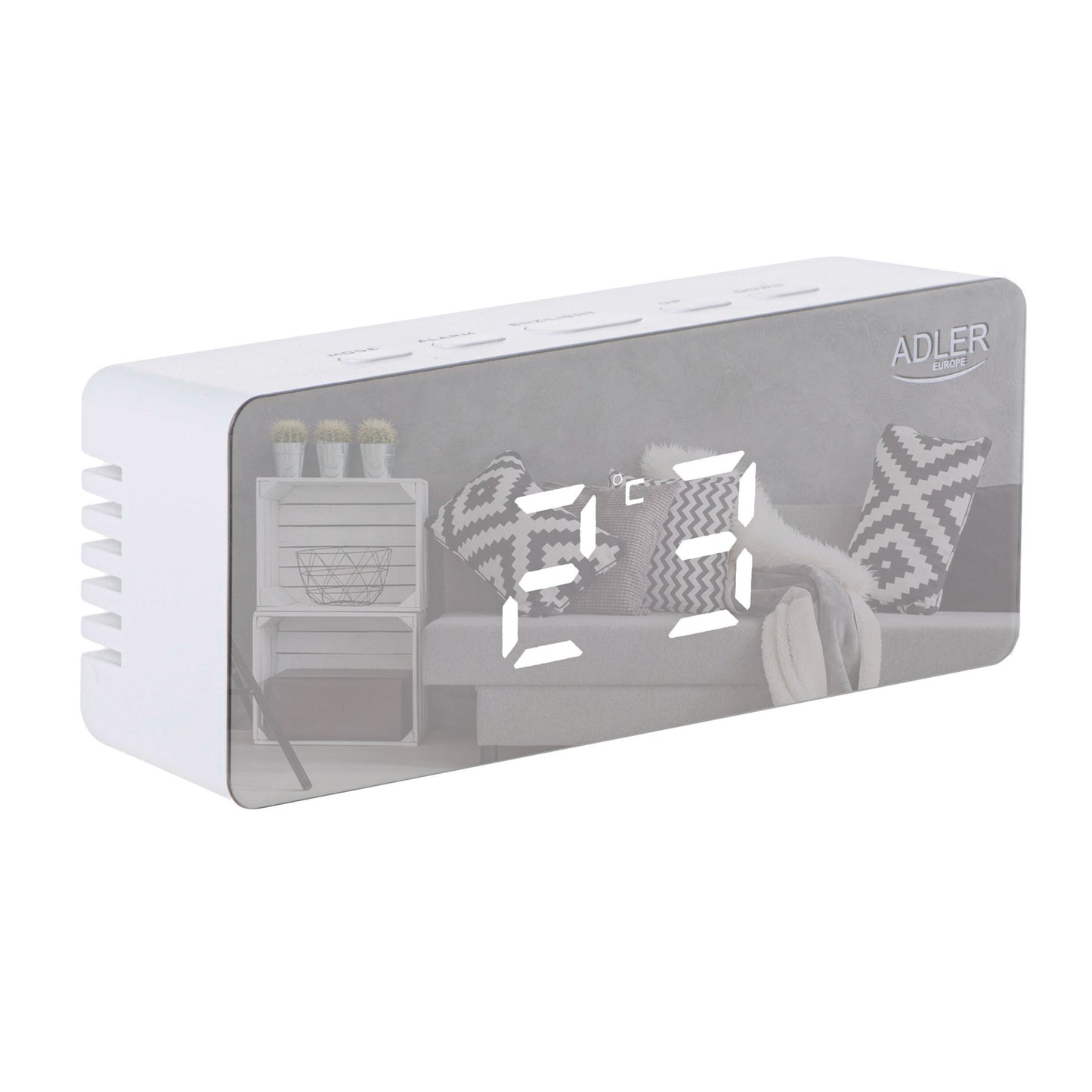 Ceas desteptator cu cablu USB si afisaj LED, alb, Adler AD1189w