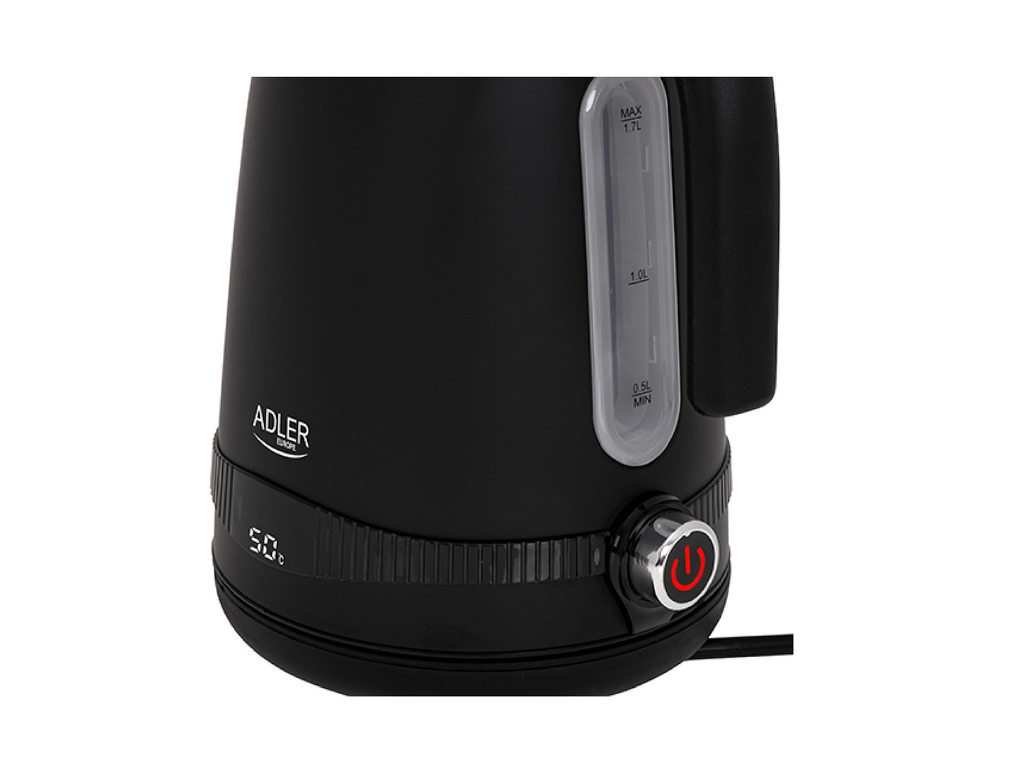 Fierbator electric metalic cu control al temperaturii, capacitate 1.7 l, afisaj LCD, negru, Adler AD1295b