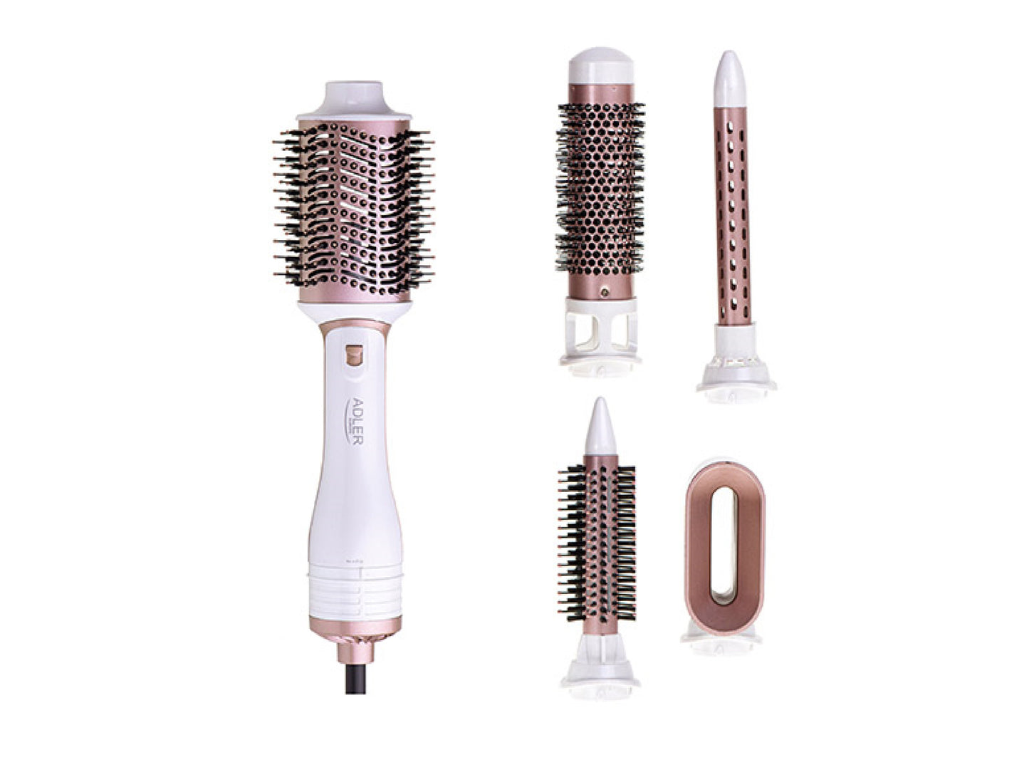 Ondulator-uscator de par 5 in 1, 2 setari temperatura, aer rece, perii interschimbabile, 1200 W, Adler AD2027