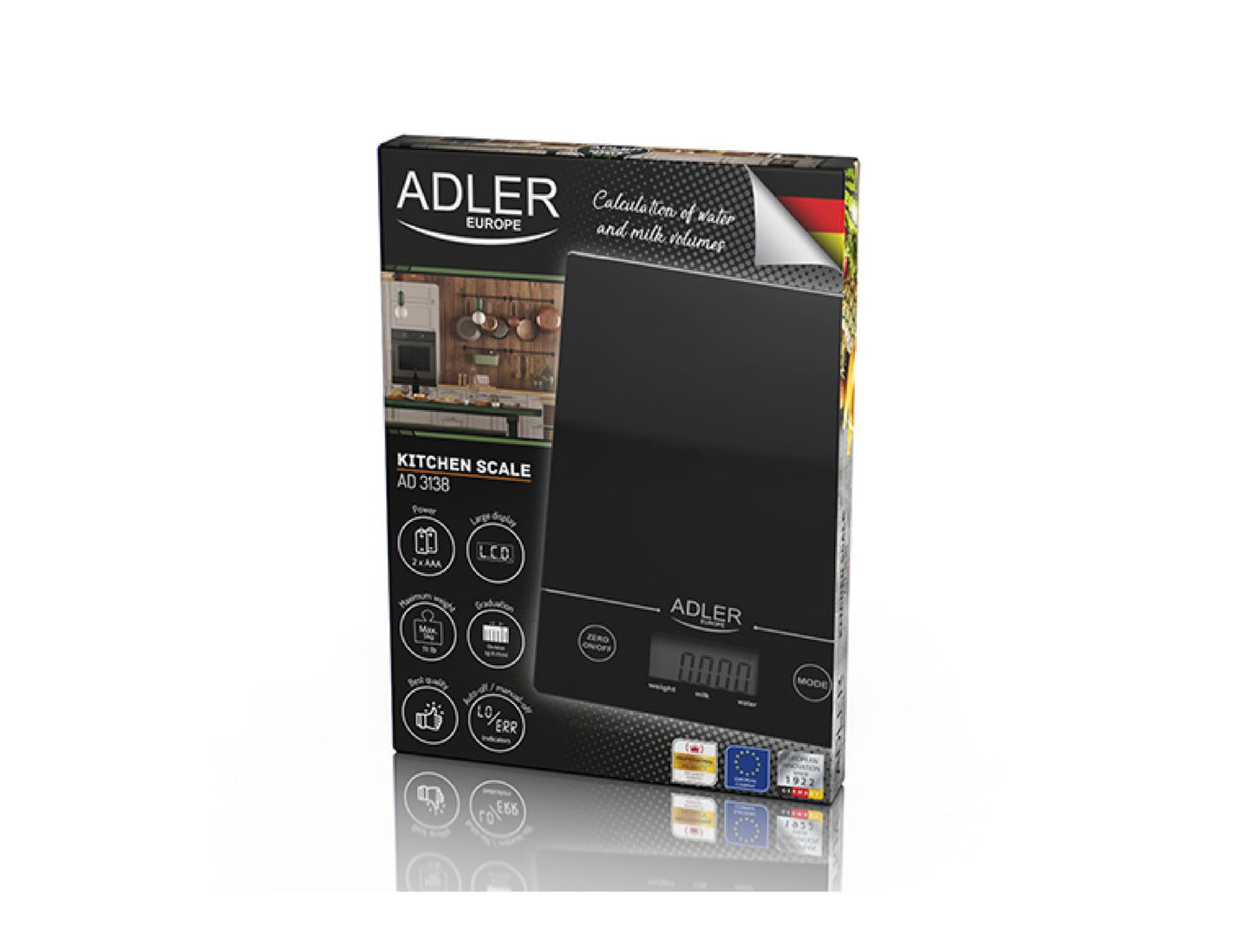 Cantar de buctarie cu afisaj LCD, negru, Adler AD3138b