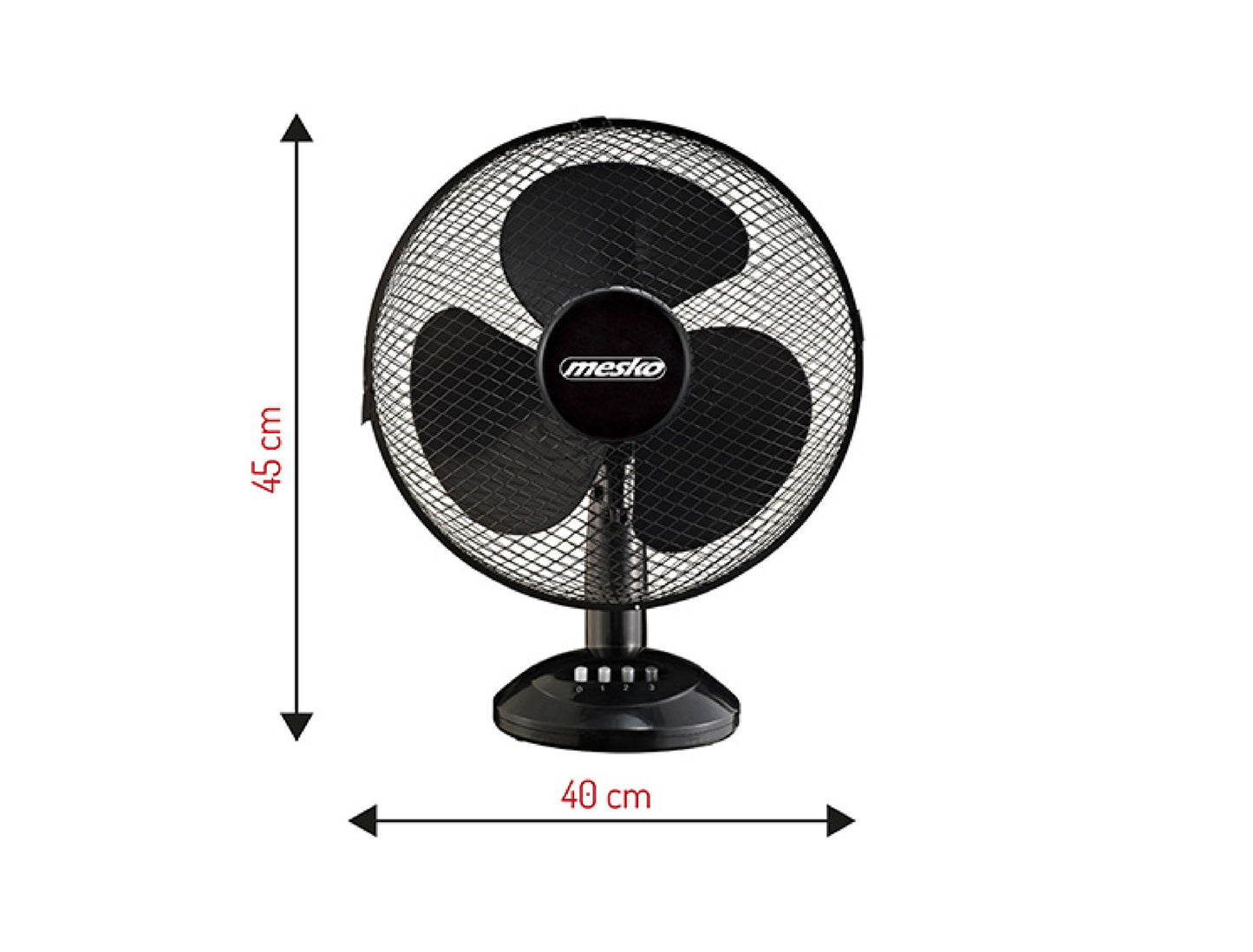 Ventilator de masa, 3 trepte, 45 W, negru, Mesko MS7310