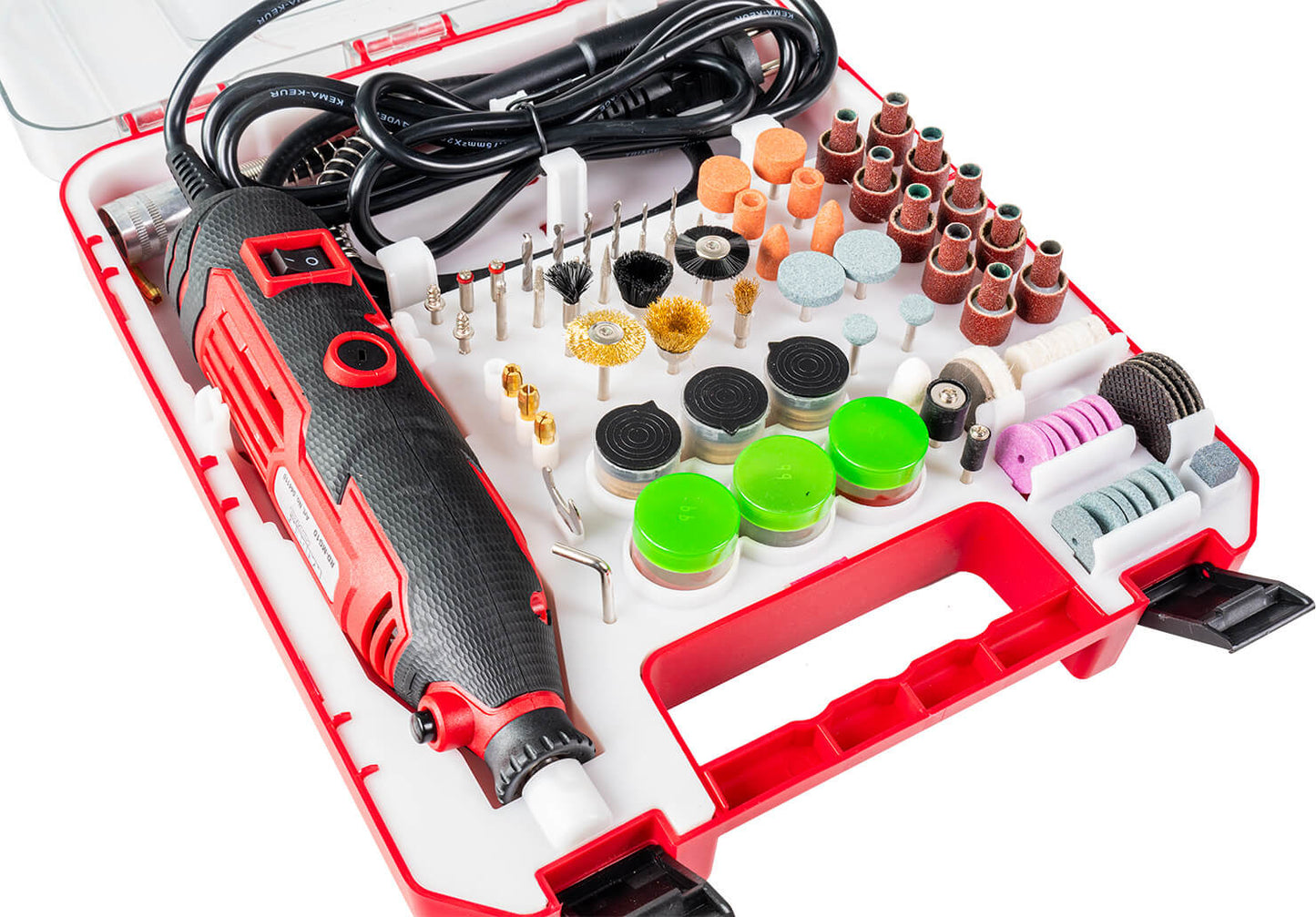 Set mini polizor cu accesorii, 160 W, 189 elemente, Raider 044110