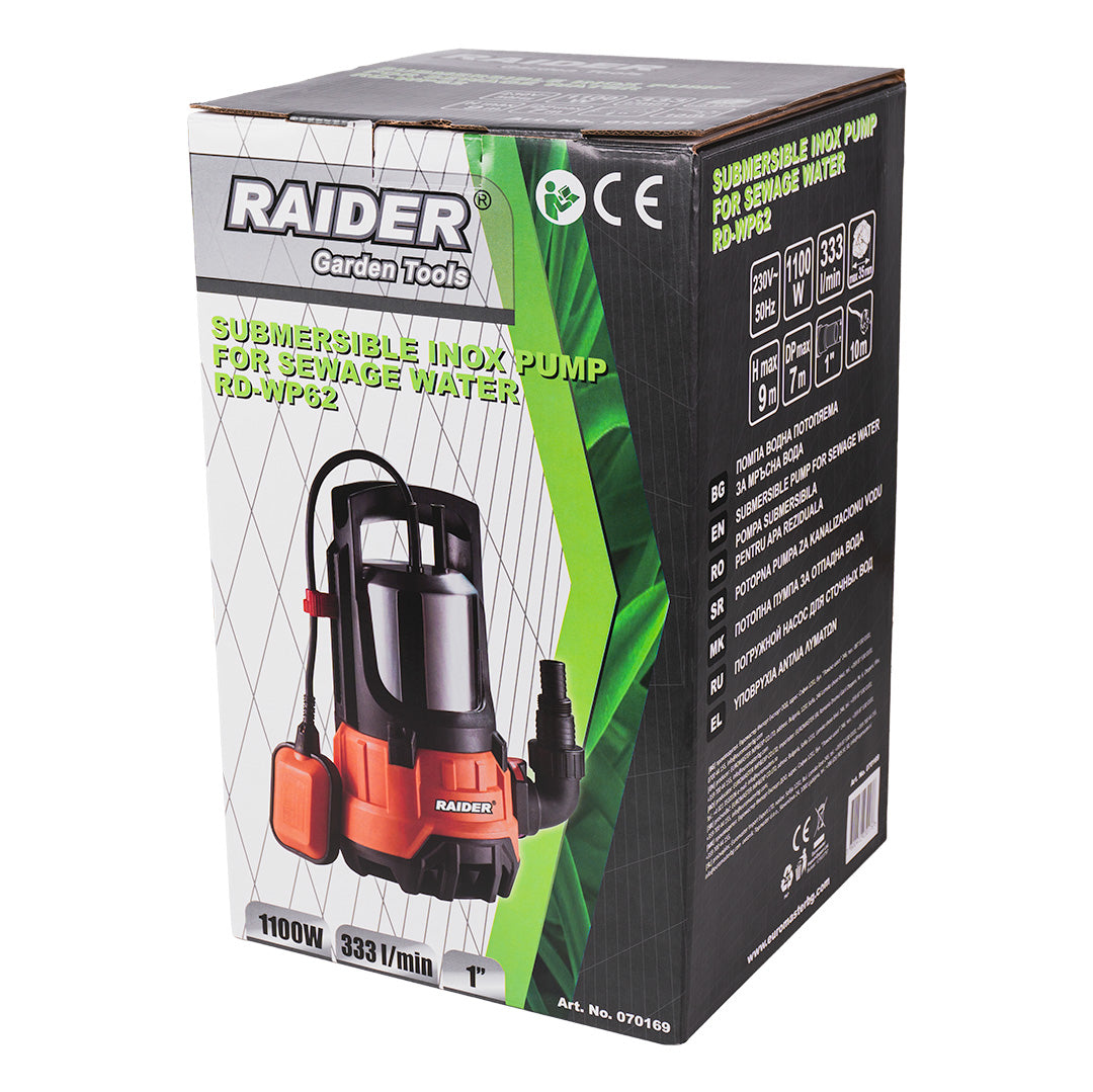Pompa submersibila inox RD-WP62, 1100 W, 1", 333 l / min, 9 m, Raider 070169