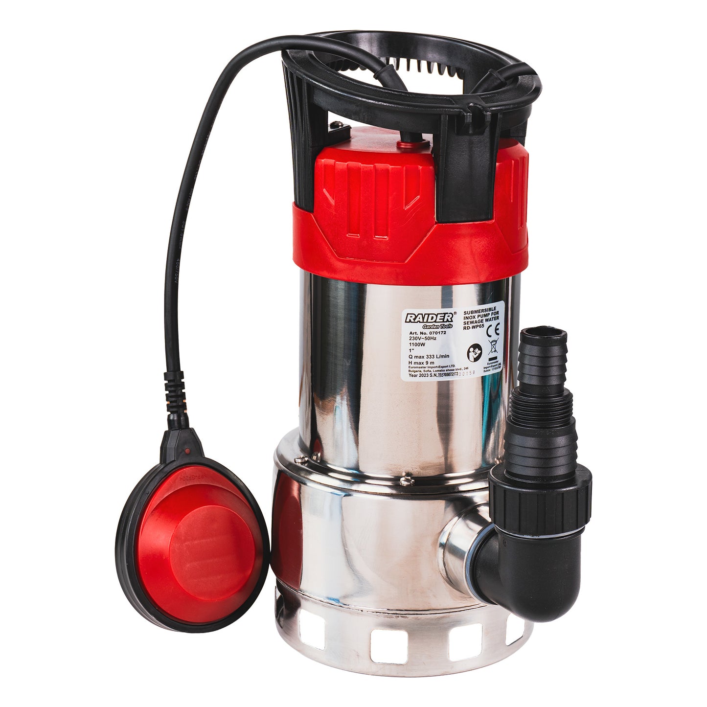 Pompa submersibila inox RD-WP65, 1100 W, 1", 333 l / min, 9 m, Raider 070172