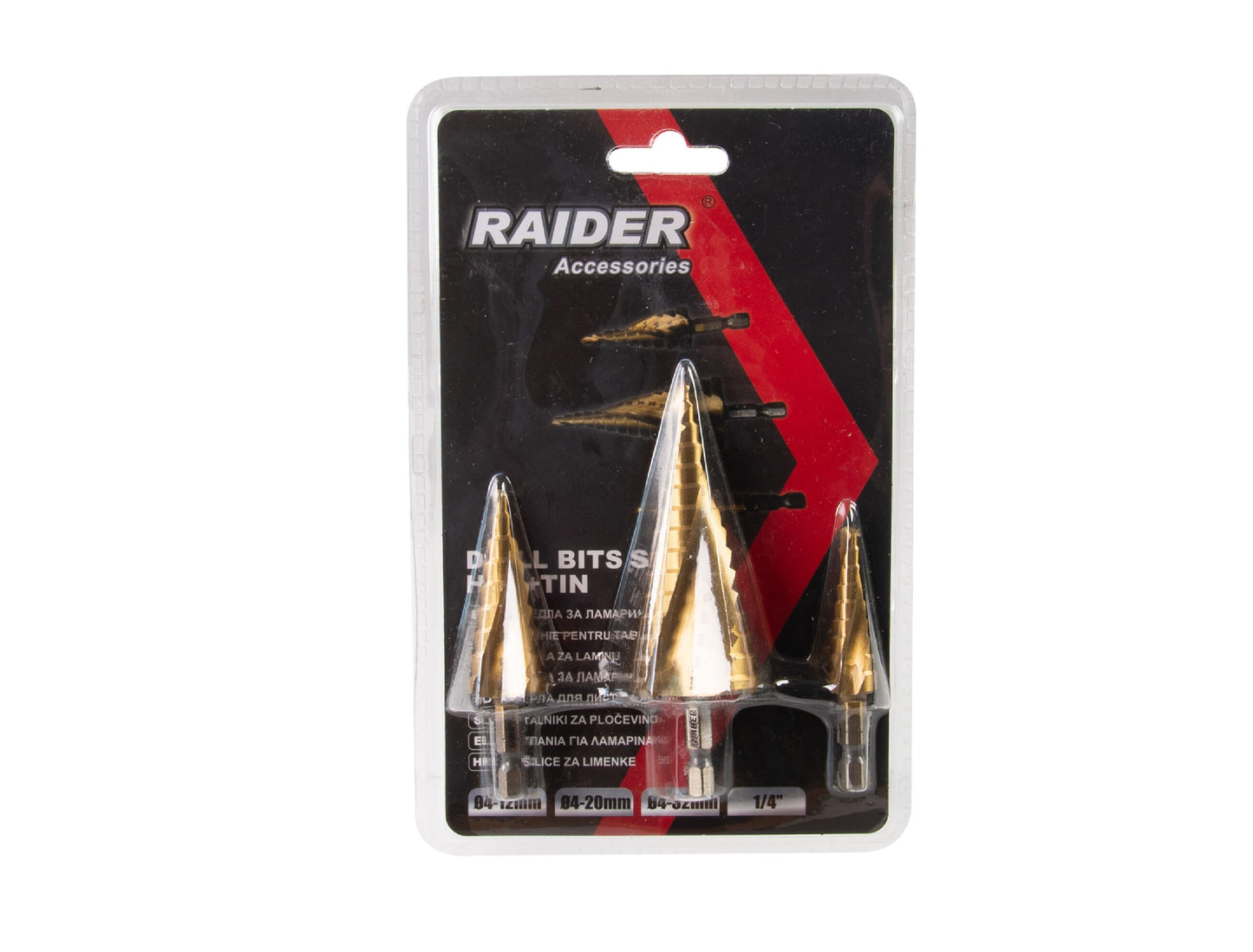 Set burghie conice in trepte, 4-12, 4-20, 4-32 mm, 3 elemente, Raider 150685