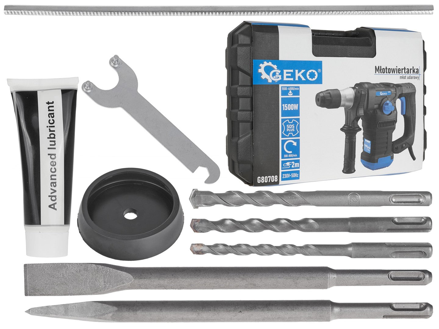 Ciocan rotopercutor SDS+, 1500 W, 6J, Geko G80708