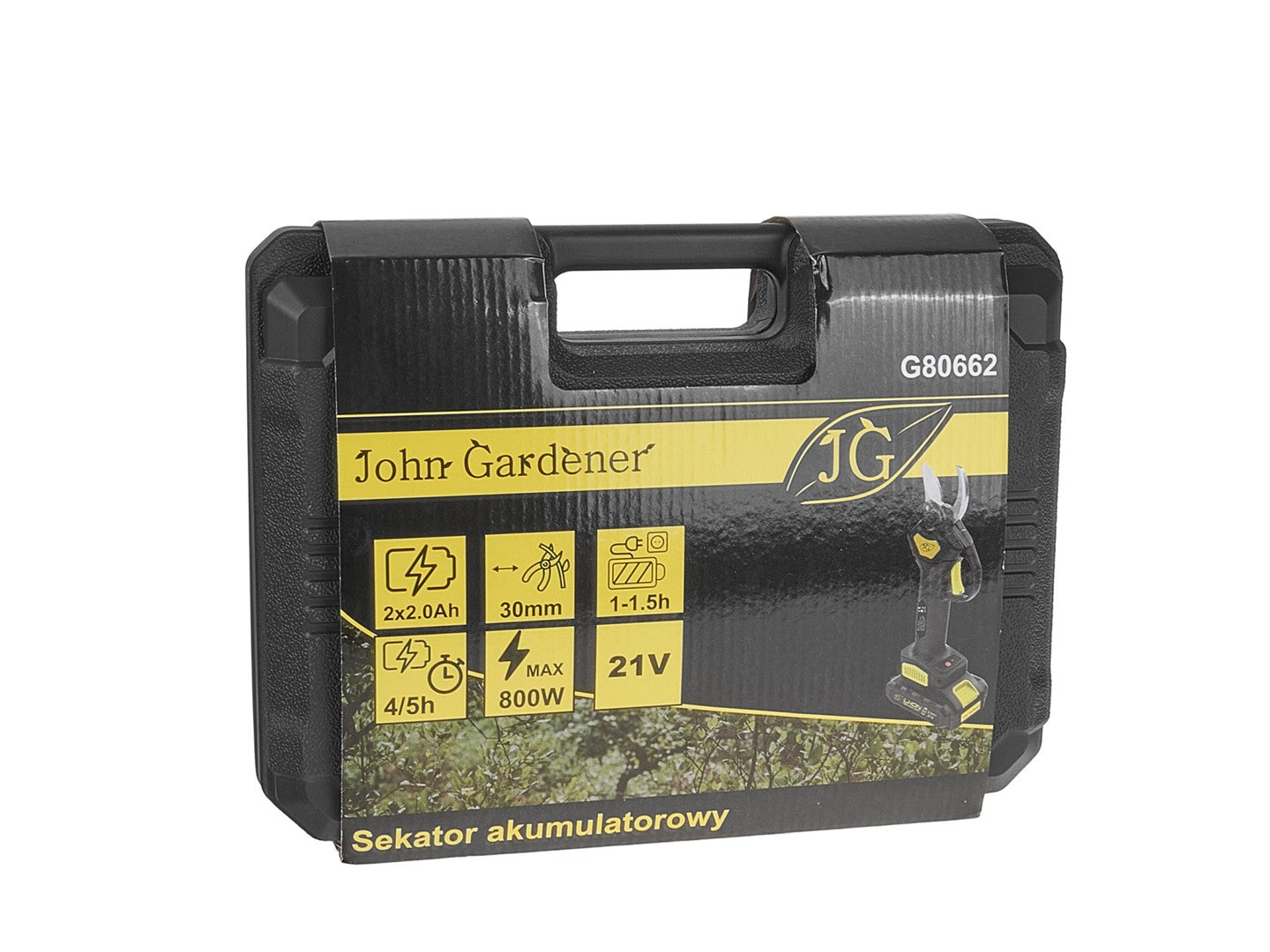 Foarfeca electrica de gradina cu acumulator, 21 V, 2 x 2 Ah, Geko G80662