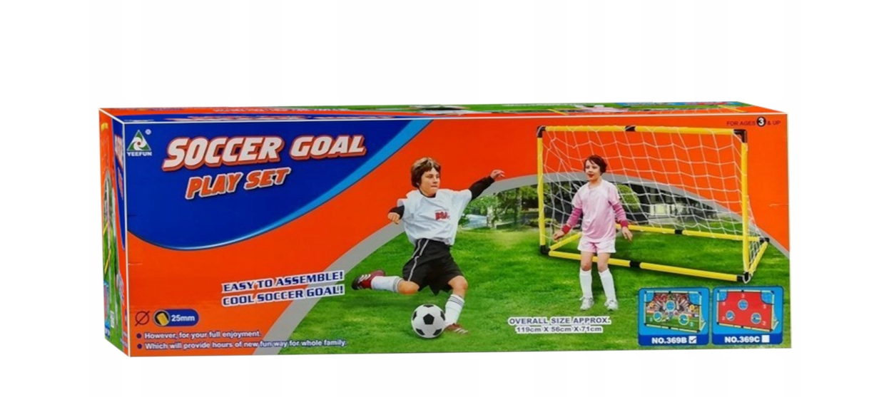 Set porti de fotbal pliabile cu mreje si minge, 119 x 56 x 71 cm, Lean 4480