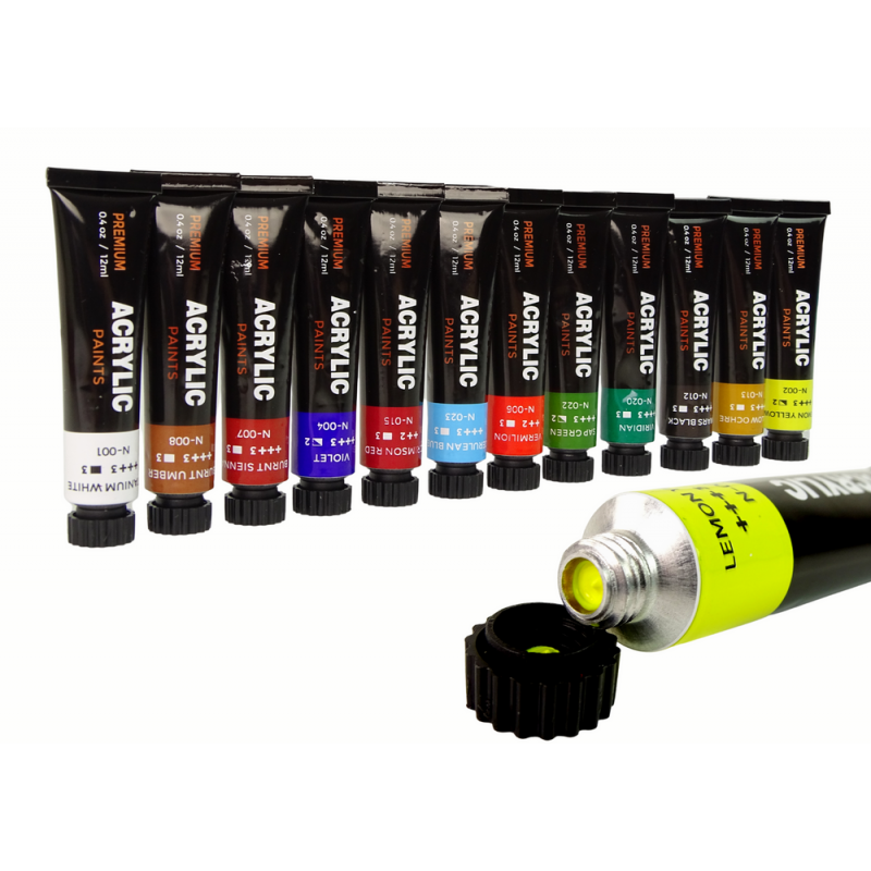 Set culori acrilice pentru pictura, 24 culori, 12 ml / tub, Lean 16102