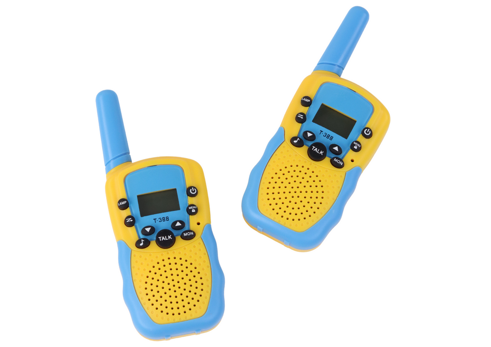 Set Walkie Talkie, 14 x 5 x 2 cm, galben / albastru, raza de actiune 3 km Lean 17283