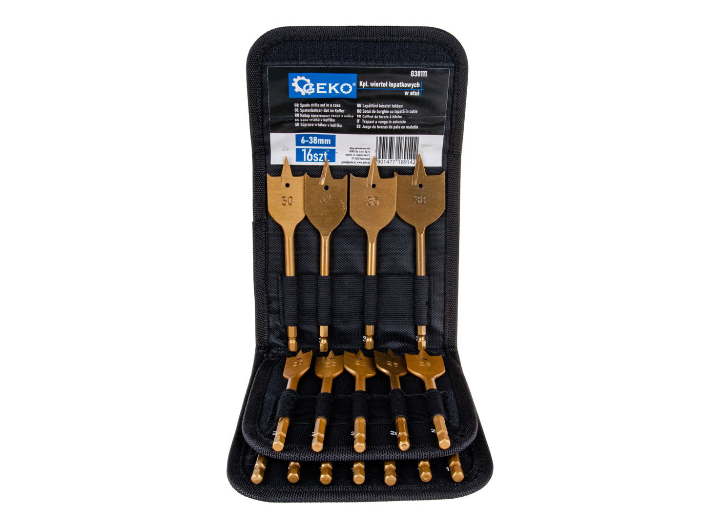 Set burghie plate pentru lemn, 16 elemente, Geko G38111