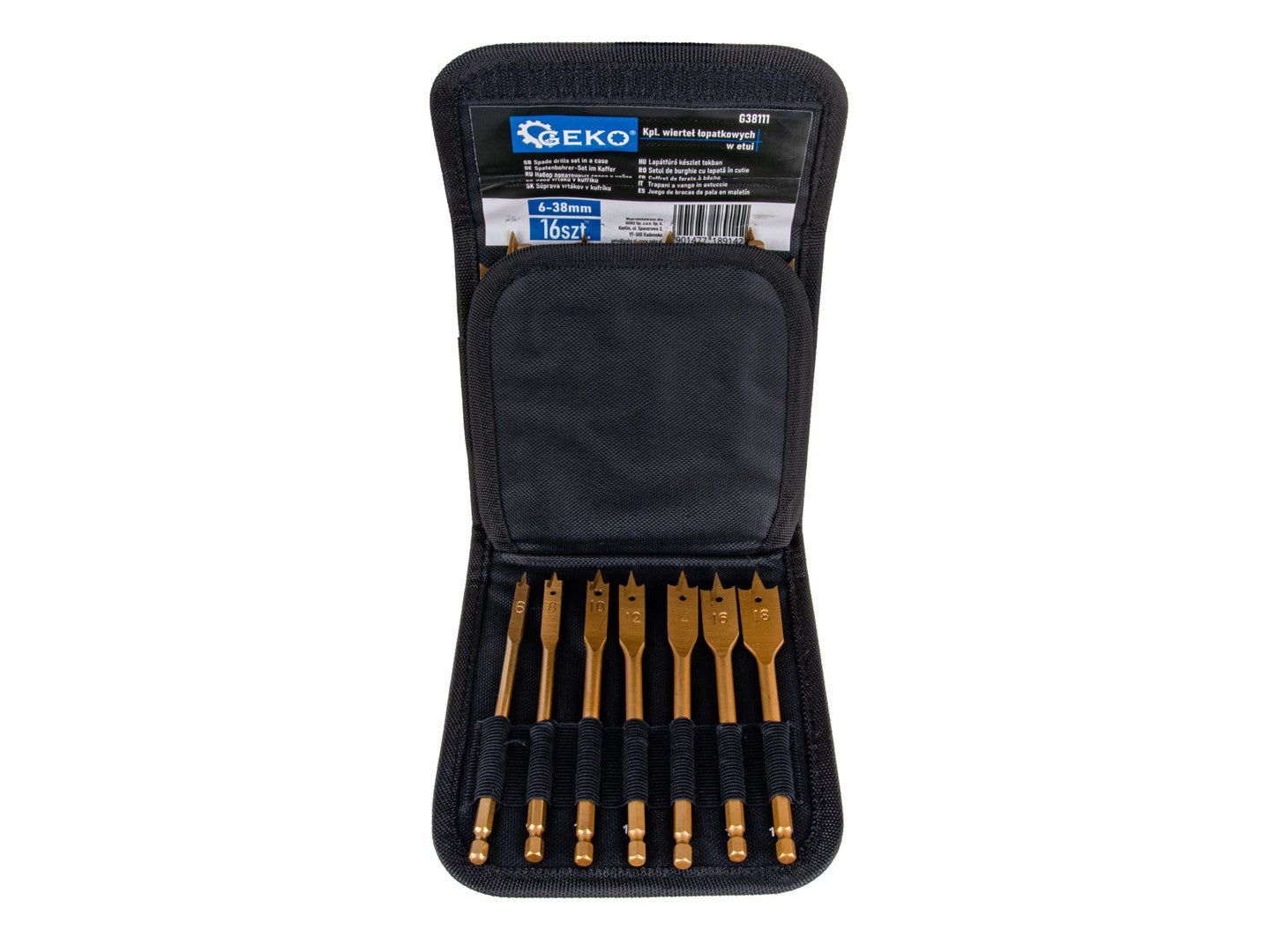 Set burghie plate pentru lemn, 16 elemente, Geko G38111