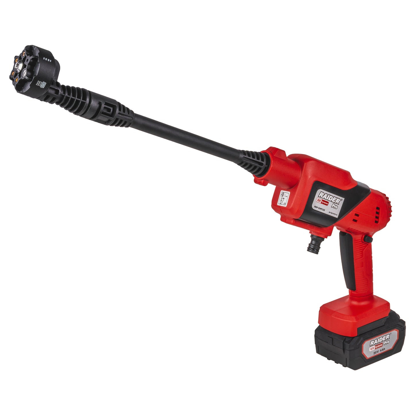 Set aparat de spalat cu presiune cu acumulator  RDP-CHP20, 2.5 mPa, 4 Ah, 6 in 1, Raider 072110