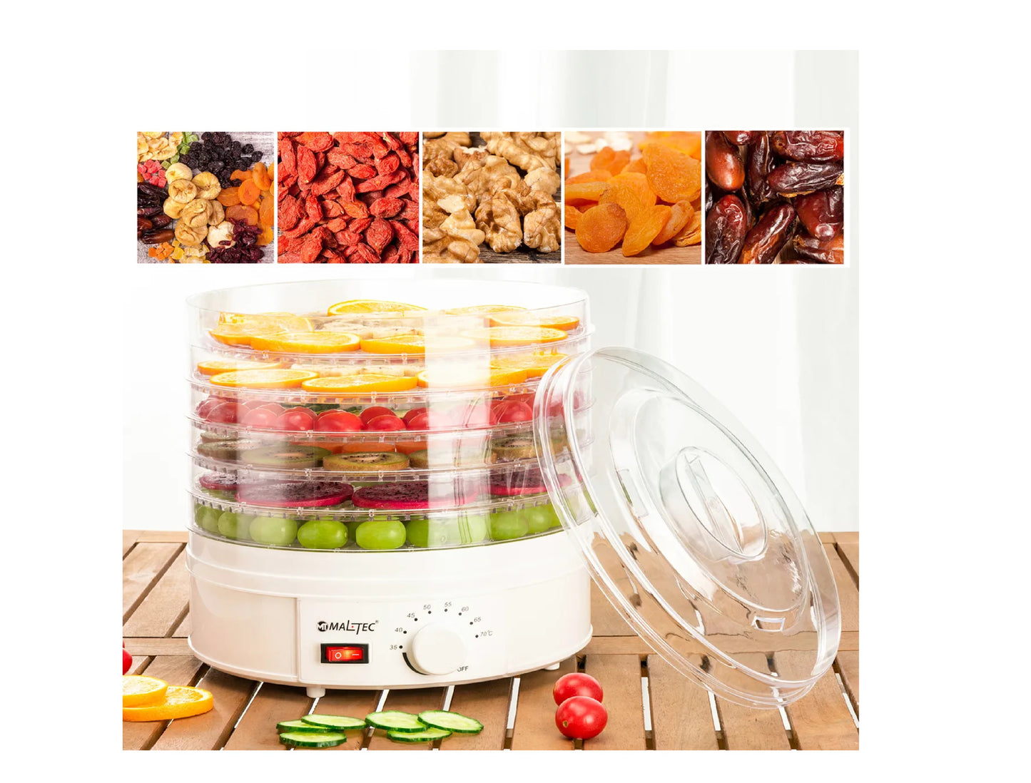 Deshidrator de alimente ajustabil DryMaster500, 500 W, MalTec 110377