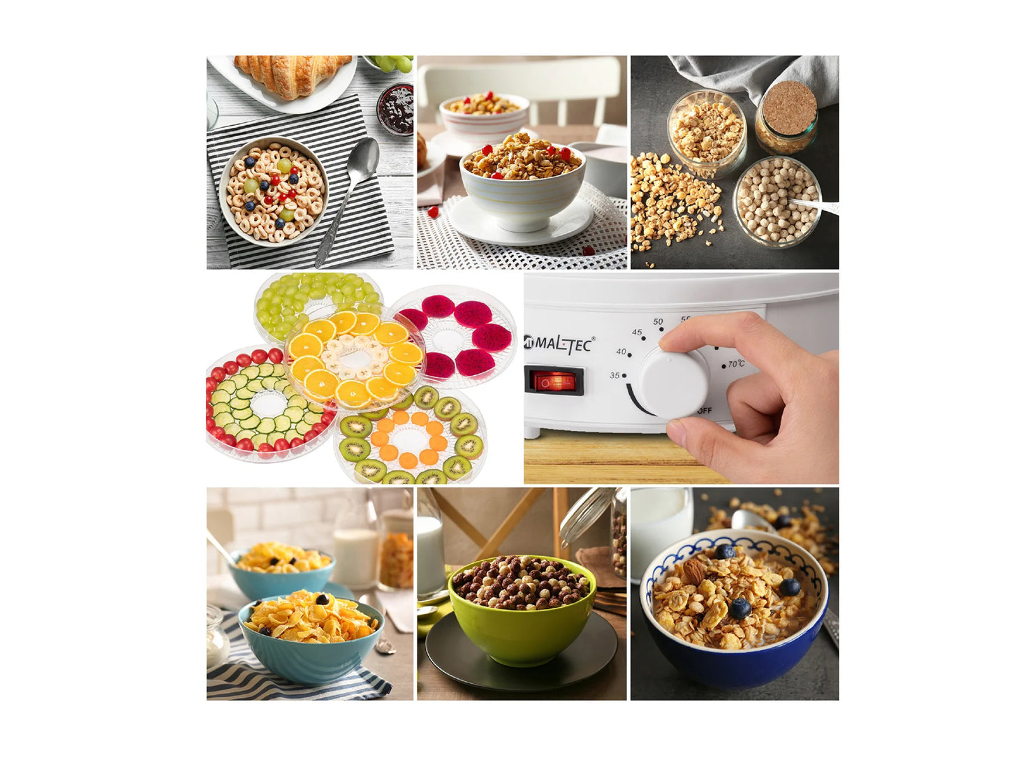 Deshidrator de alimente ajustabil DryMaster500, 500 W, MalTec 110377