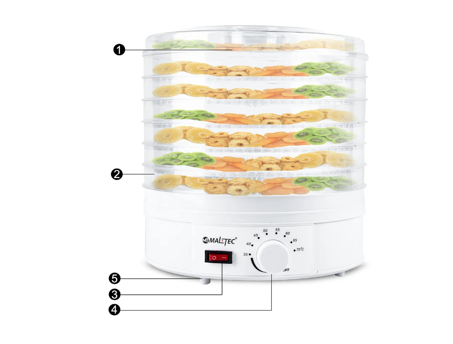 Deshidrator de alimente ajustabil DryMaster500, 500 W, MalTec 110377