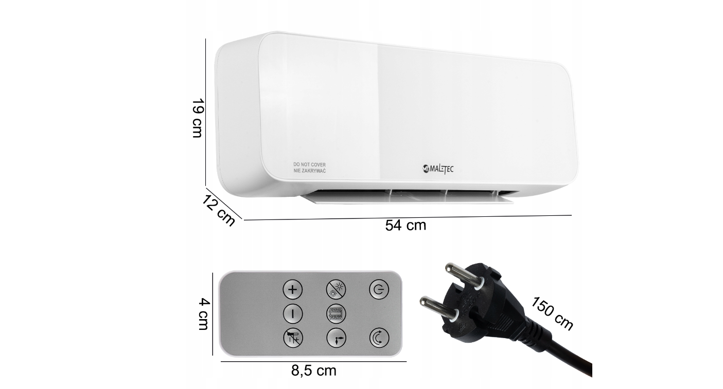 Aeroterma de perete, 2000 W, telecomanda si Wi-Fi, MalTec 111273