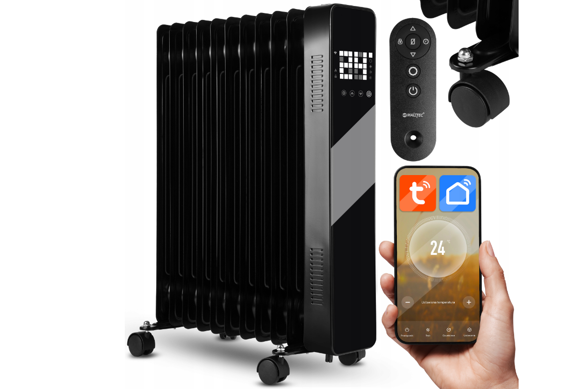 Calorifer electric cu ulei ProOil2500WB Wi-Fi, 2500 W, negru, MalTec 111938