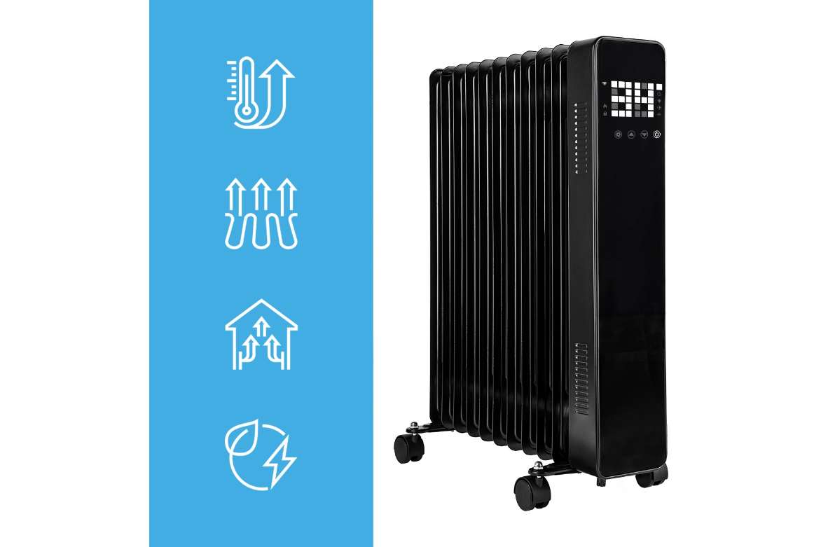 Calorifer electric cu ulei ProOil2500WB Wi-Fi, 2500 W, negru, MalTec 111938