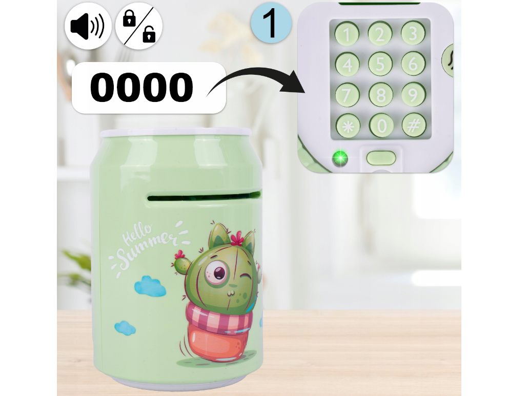 Pusculita interactiva tip seif, verde, MalPlay 111630