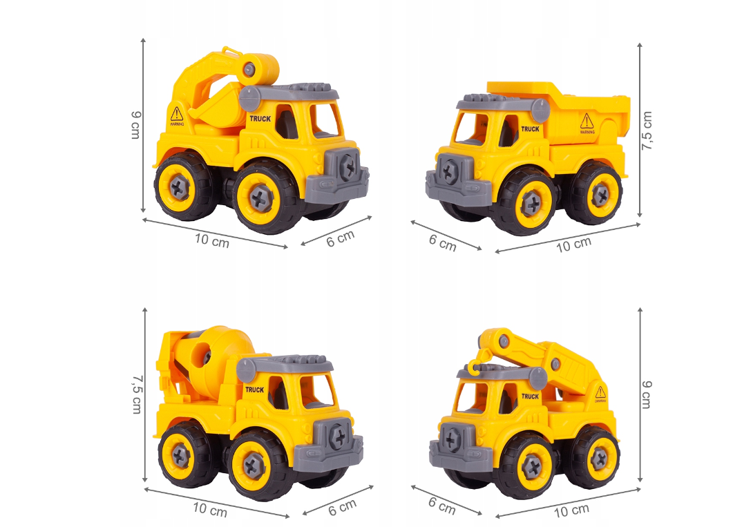 Set vehicule de constructii pentru asamblare, 4 piese, MalPlay 109277