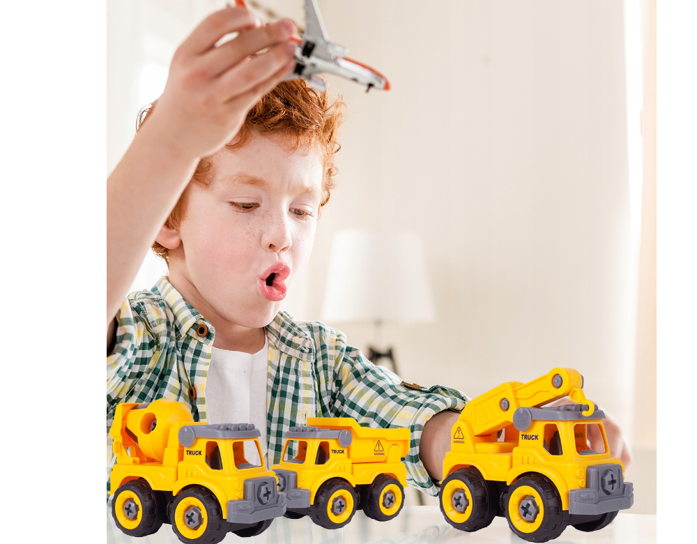 Set vehicule de constructii pentru asamblare, 4 piese, MalPlay 109277