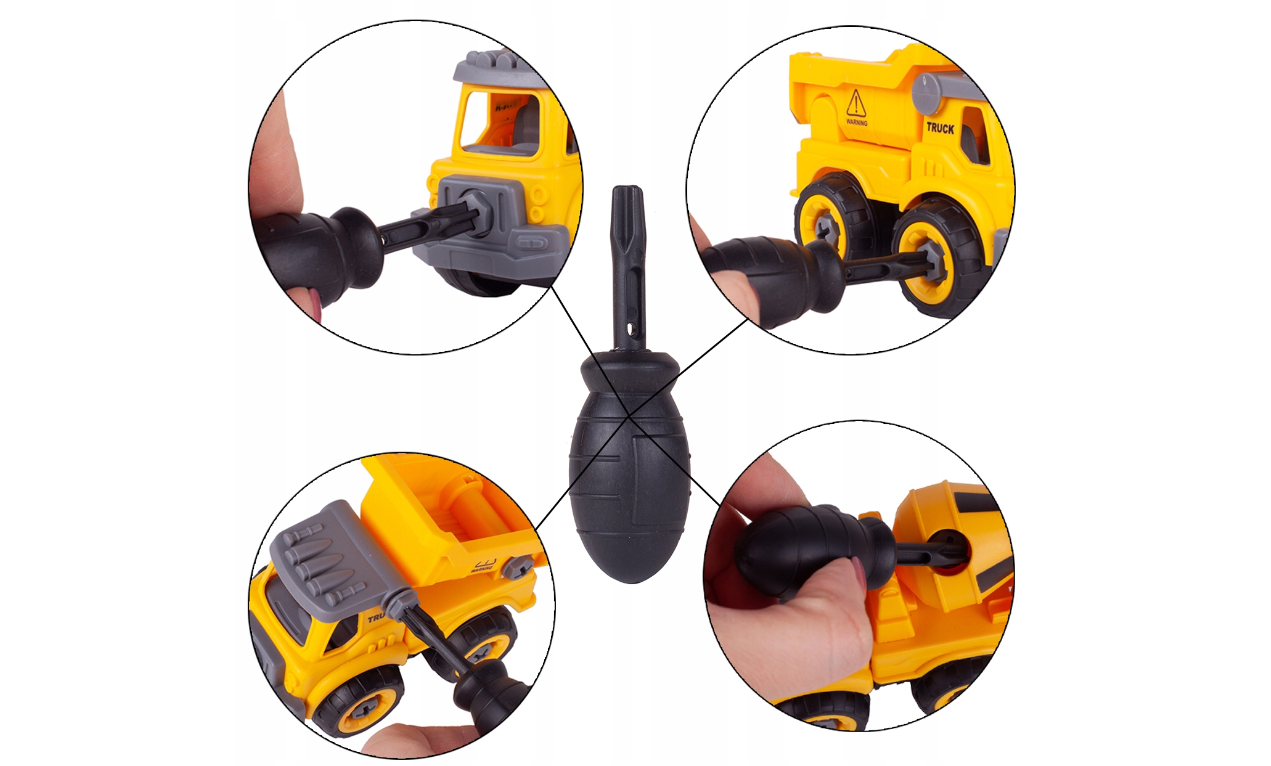 Set vehicule de constructii pentru asamblare, 4 piese, MalPlay 109277