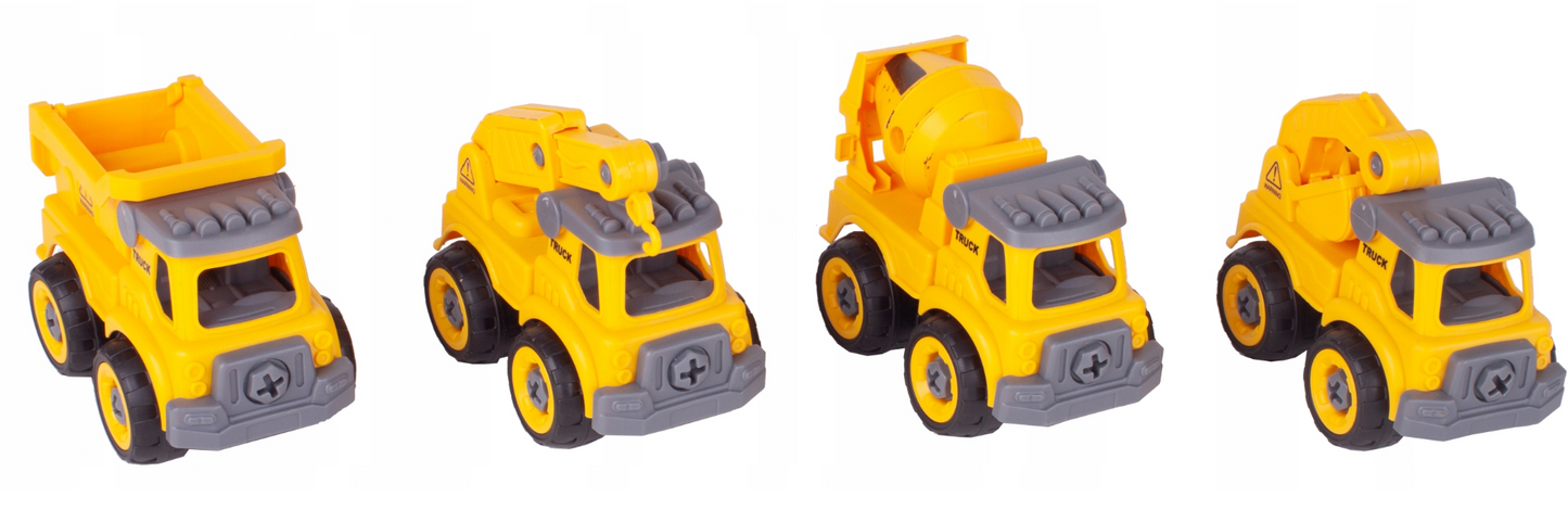 Set vehicule de constructii pentru asamblare, 4 piese, MalPlay 109277