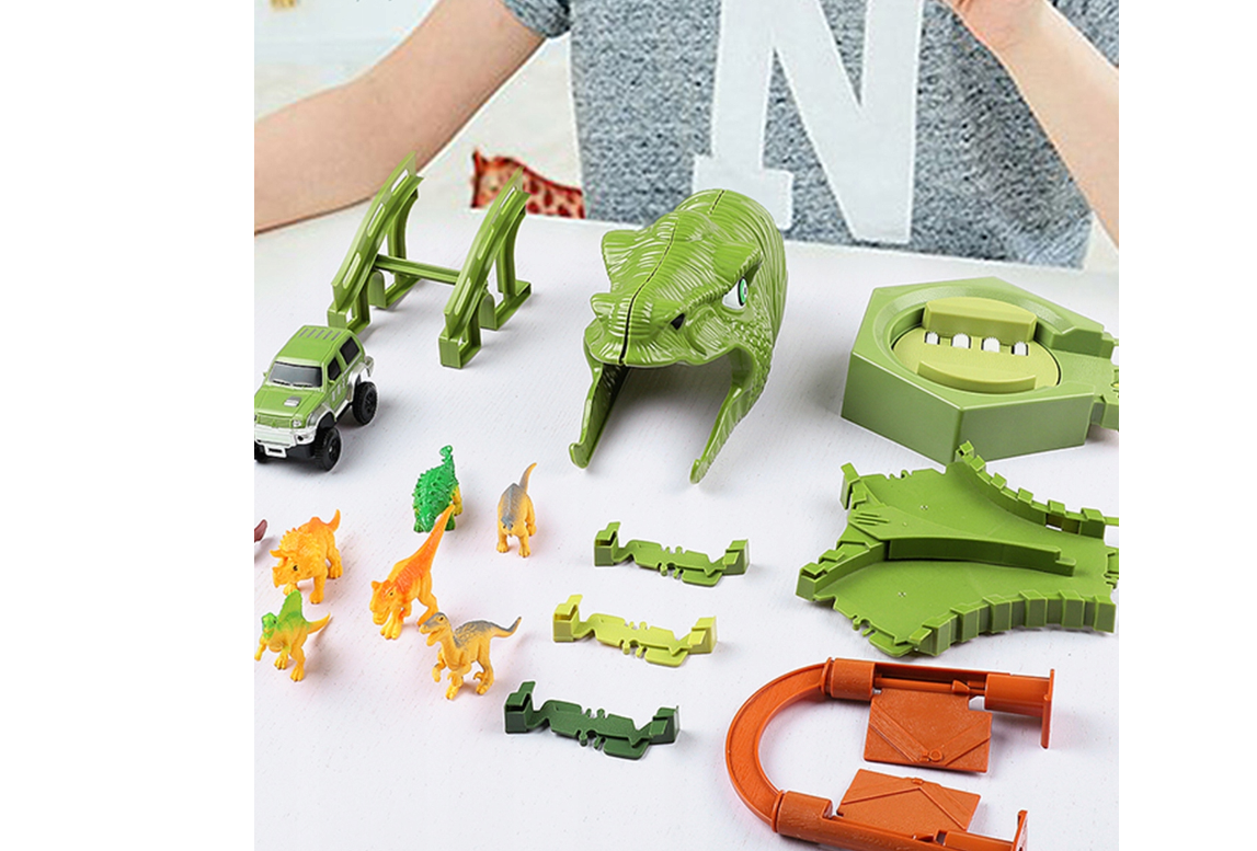 Set pista Dino Park cu masinuta, 260 piese, MalPlay 110485