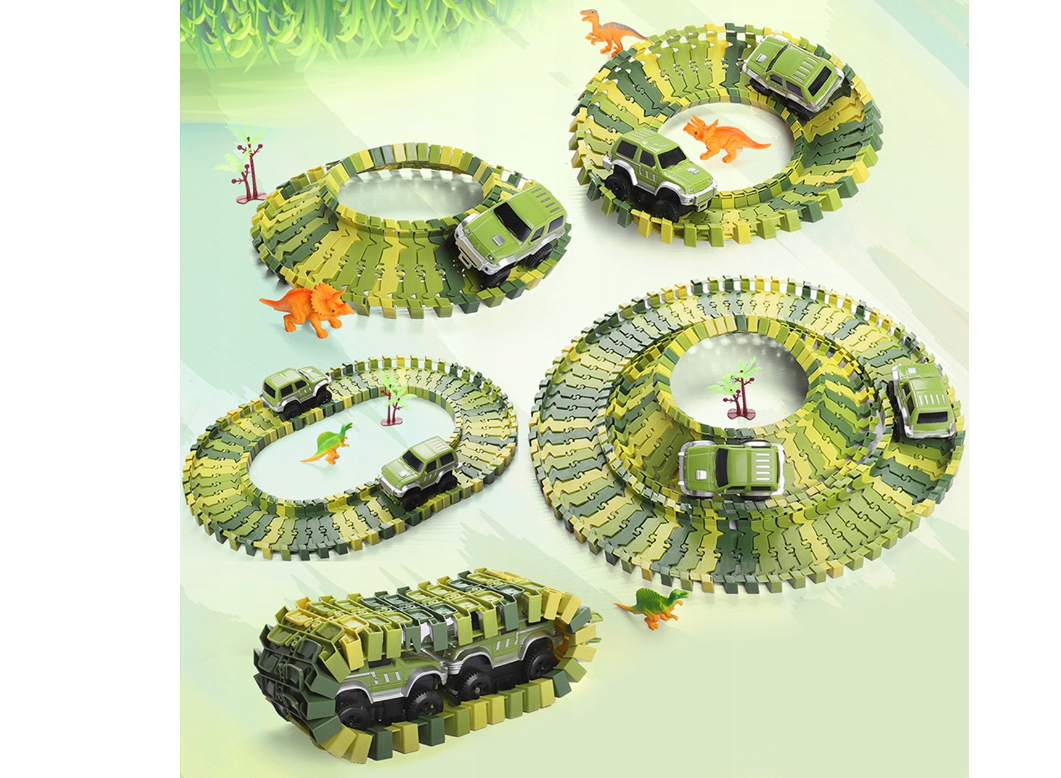 Set pista Dino Park cu masinuta, 260 piese, MalPlay 110485