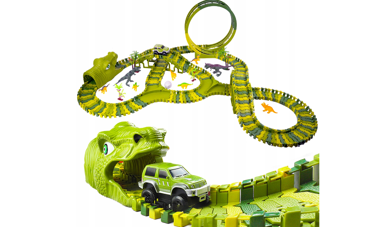 Set pista Dino Park cu masinuta, 260 piese, MalPlay 110485