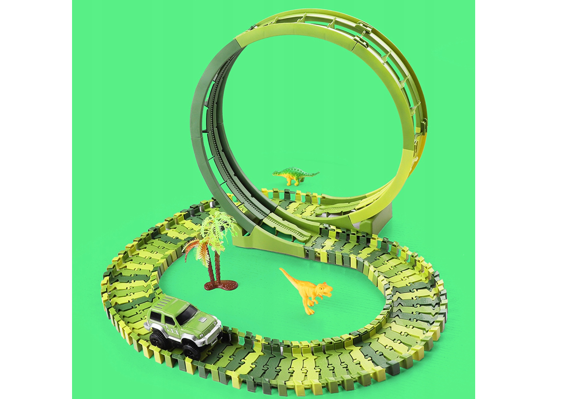 Set pista Dino Park cu masinuta, 260 piese, MalPlay 110485