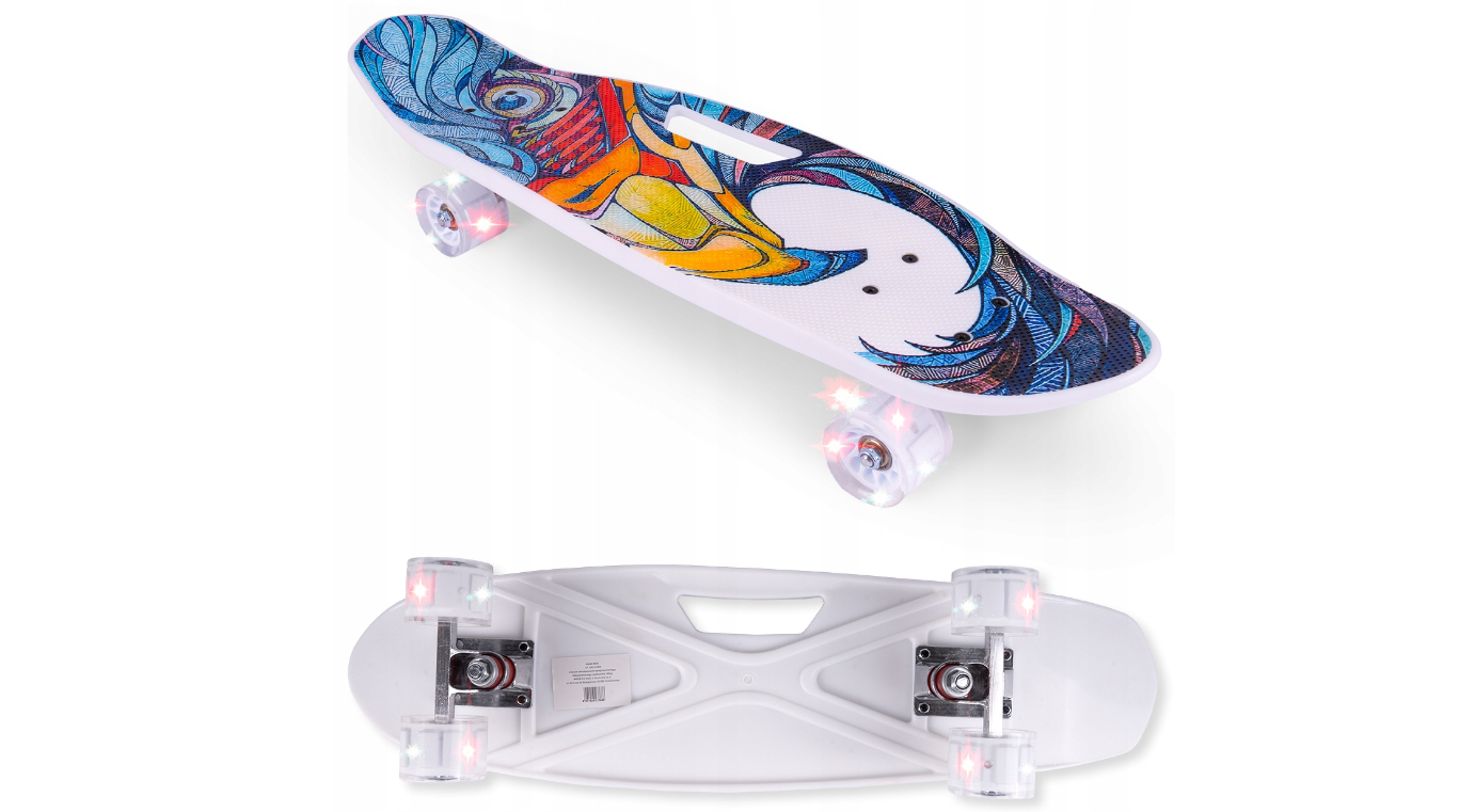 Skateboard cu roti luminoase, multicolor, MalPlay 111644