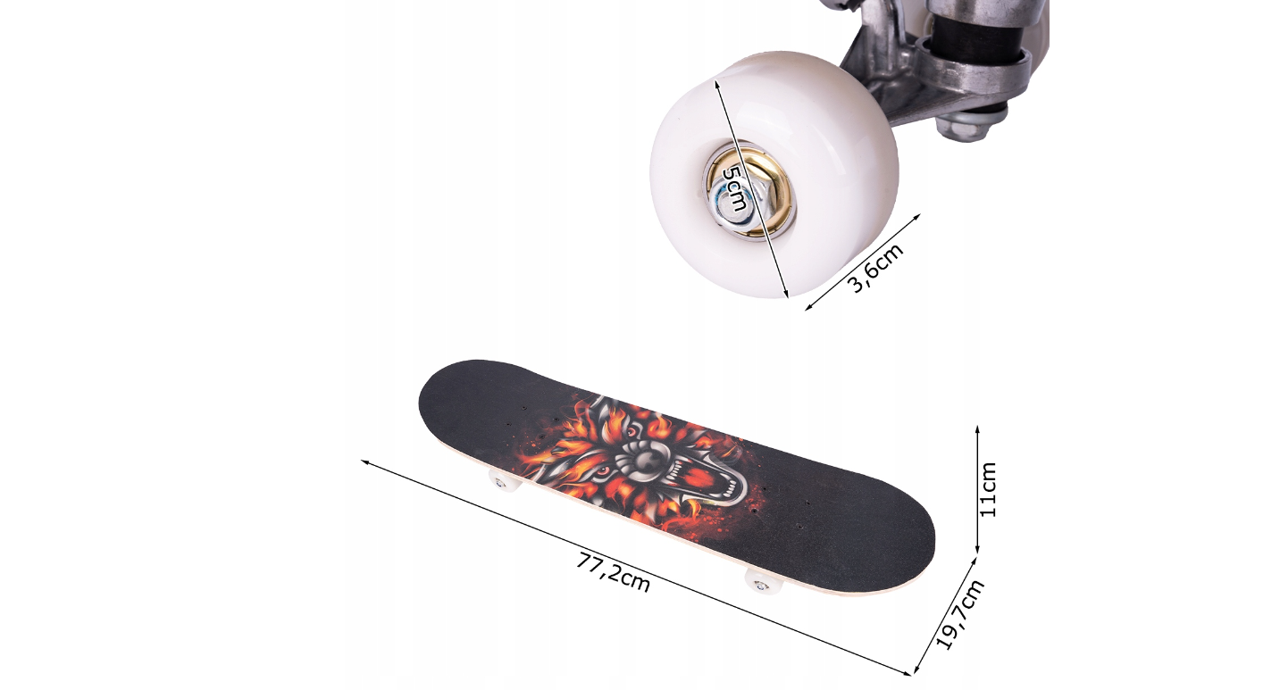 Skateboard lemn cu imprimeu leu, 77 cm, MalPlay 111673