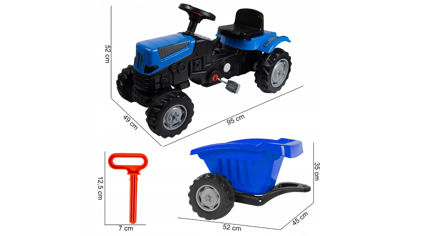 Tractoras XXL cu pedale, albastru, MalPlay 111735