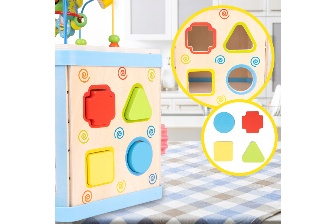 Set educativ din lemn pentru bebelusi, 7 in 1, MalPlay 109710