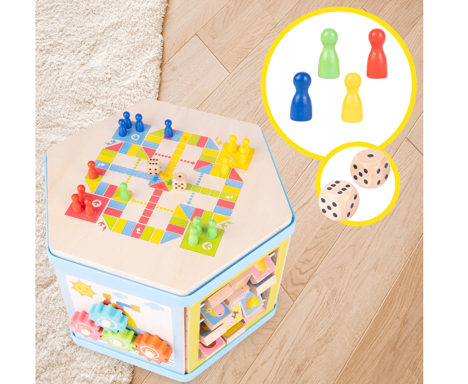 Set educativ din lemn pentru bebelusi, 7 in 1, MalPlay 109710