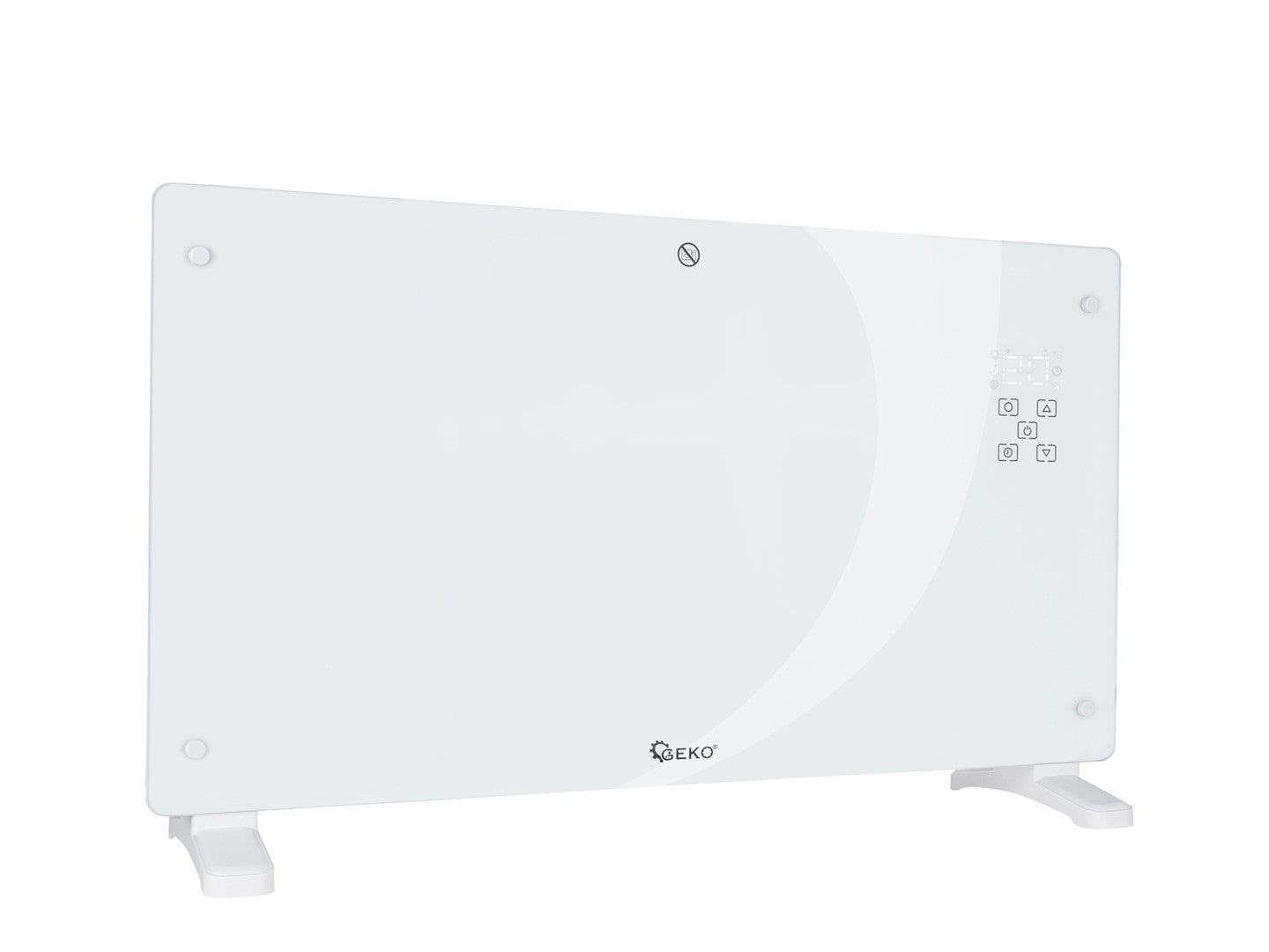 Convector alb din sticla cu afisaj LCD, telecomanda si Wi-fi, 2500 W, Geko G80446