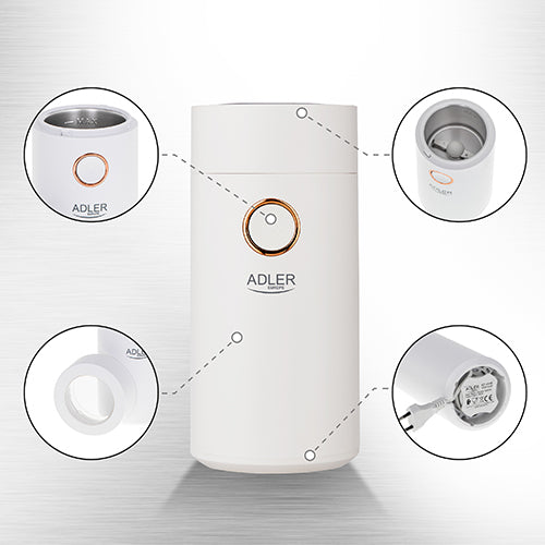 Rasnita de cafea, 150 W, alb, Adler AD4446WG